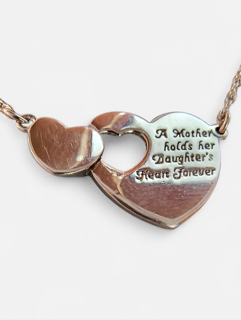 Mother Daughter Gift Inscribed Sterling Silver Heart Necklace With Diamond